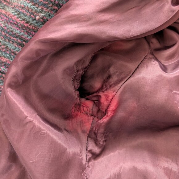 Wool long winter coat in purple, blue, and navy -- medium - Picture 11 of 13